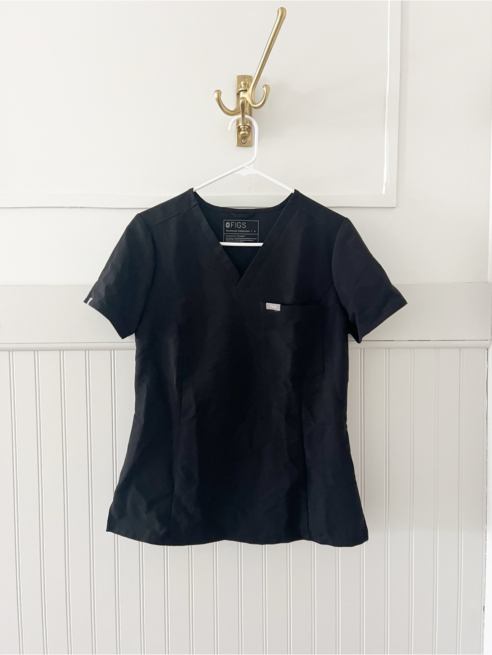 FIGS Women's Black V-Neck Medical Scrub Top
